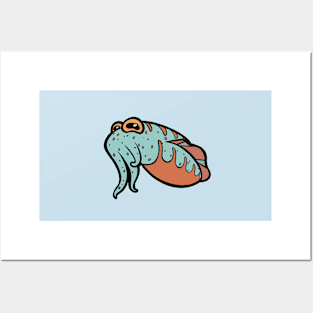 Cuttlefish in Mint and Coral Posters and Art